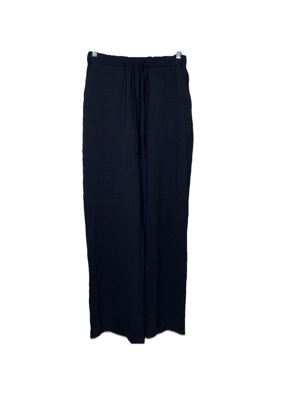 Black Wide Leg Pants with Drawstring Waist